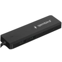 Gembird Разветвитель USB3.1 2xUSB, 2xType-C, с доп.пит (Type-C),кабель Type-C 19см, черный, коробка (UHB-C425)