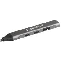 Gembird Разветвитель USB 3.0/2.0 , 4 порта: 2xType-C, 1xUSB 3.0, 1xUSB 2.0, кабель Type-C+USB (UHB-C444)