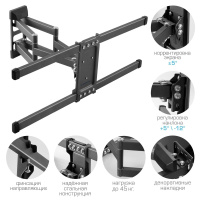 Фото  Kromax CORBEL-10 grey titan {32"-75";  Максимальная нагрузка: 45 кг;  VESA: 200x200, 200х300, 200х400, 300х200, 300х300, 300х400, 400х200, 400х300, 40