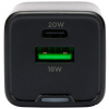 Фото  Cablexpert зарядное устройство 20Вт GaN, 3А, QC4.0/PD, 1xUSB, 1xType-C, черный, пакет (MP3A-PC-62)