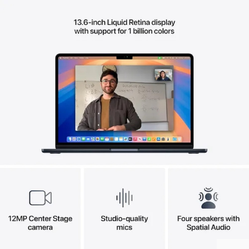 Фото  Apple MacBook Air 13-inch 2026 [MDHE4LL/A] (КЛАВ.РУС.ГРАВ.) Midnight 13.6" Liquid Retina {(2560x1664) 500nits M5 10C CPU 8C GPU/16GB/512GB SSD/рекомен