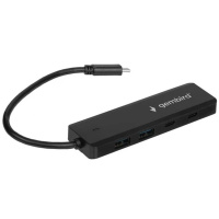Фото  Gembird Разветвитель USB3.1 2xUSB, 2xType-C, с доп.пит (Type-C),кабель Type-C 19см, черный, коробка (UHB-C425)