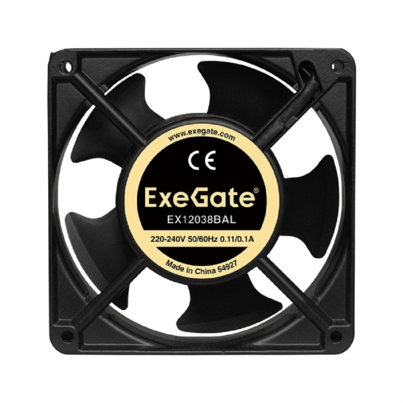 Фото  Exegate EX289017RUS Вентилятор 220В ExeGate EX12038BAL (120x120x38 мм, 2-Ball (двойной шарикоподшипник), подводящий провод 30 см, 2700RPM, 43dBA)
