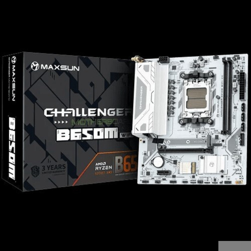 MAXSUN MS-Challenger B650M WIFI ICE V2 (Socket AM5  mATX  2*DDR5(64Gb)  DP HDMI  3*SATA3  1*M.2  1*P