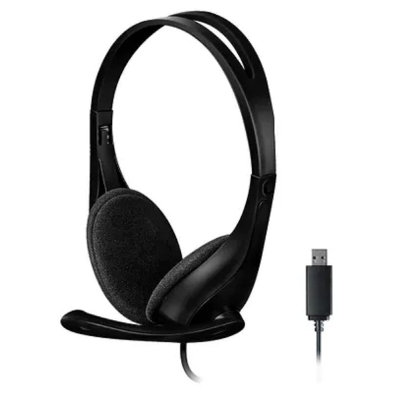 Фото  Наушники с микрофоном A4Tech HU-9 черный 1.8м накладные USB оголовье (HU-9 (BLACK))