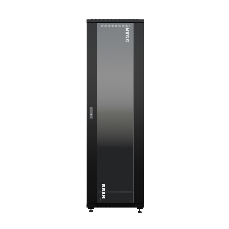 Фото  NTSS Шкаф напольный универсальный серверный NTSS R 18U 600х600мм, 4 профиля 19, двери стекло и сплошная металл, боковые стенки съемные, регулируемые о
