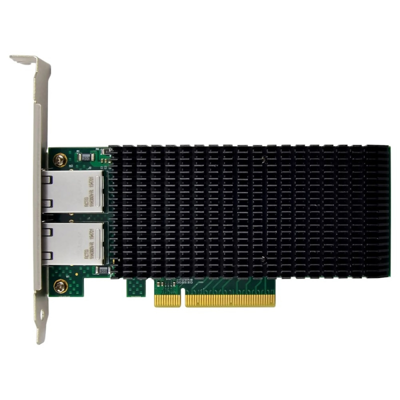 Фото  ORIENT XWT-INT540L2PE8, Сетевая карта PCI-Ex8 v2.1 2xRJ45 10Gbps Converged Server NIC, Intel X540 chipset, 10/1 Гбит/с, 2 планки крепления в комплекте