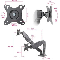 Фото  Arm Media LCD-T22 черный 15"-32" макс.14кг настольный поворот и наклон верт.перемещ.