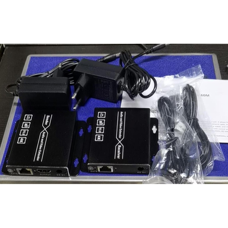 Фото  ORIENT VE045IR-2.0, HDMI 4K extender (Tx+Rx), активный удлинитель до 60 м по витой паре Cat6, HDMI 2.0, 4K@60Hz, HDCP2.2, дополнительный выход HDMI, п