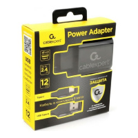 Фото  Cablexpert Адаптер питания USB 2 порта, 2.4A, черный + кабель 1м Type-C (MP3A-PC-37)