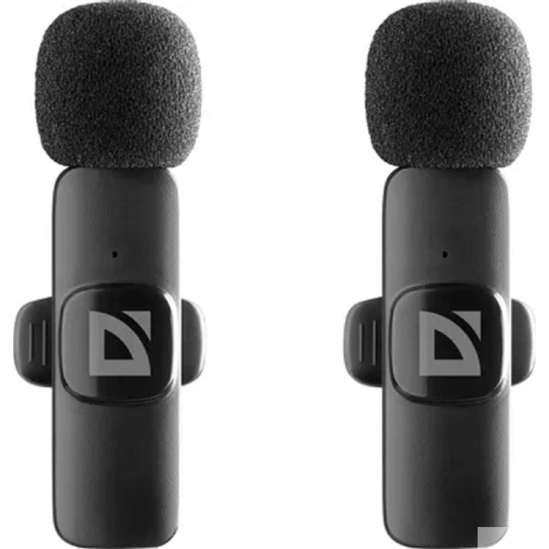 Фото  Defender Петличный микрофон Talky-138 wrls, черный, на прищепке, 2шт [64138]
