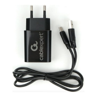 Фото  Cablexpert Адаптер питания USB 2 порта, 2.4A, черный + кабель 1м Type-C (MP3A-PC-37)