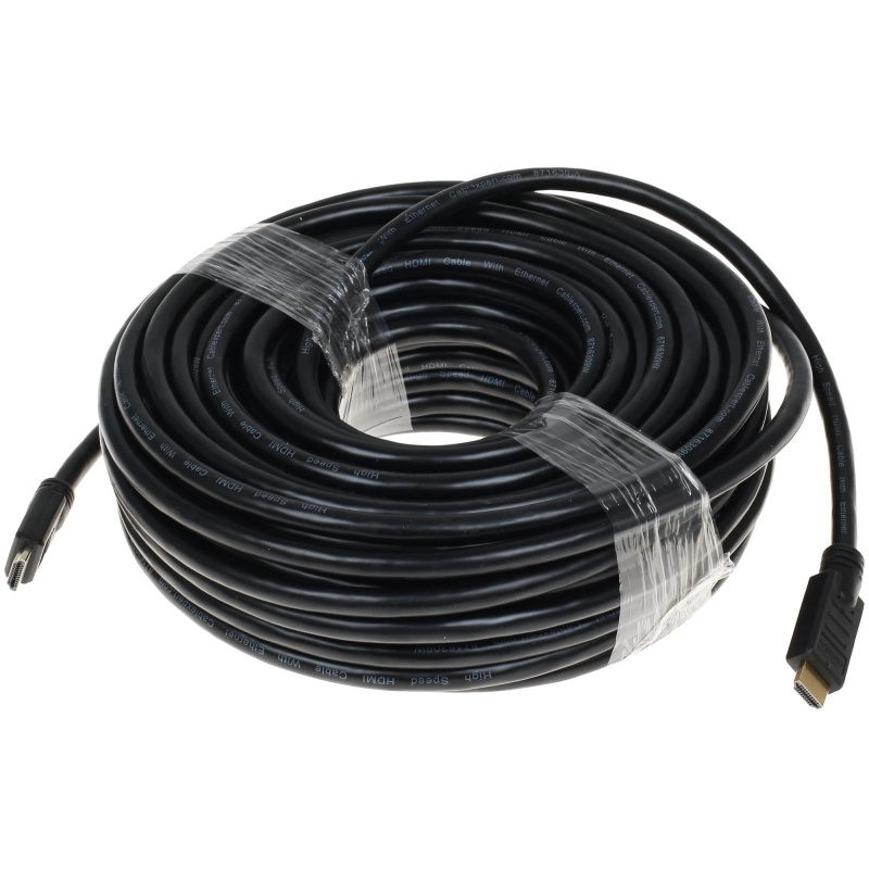 Фото  Кабель HDMI Cablexpert 19M/19M, v2.0, медь, позол.контакты, экран, усилитель, 30м, черный,  пакет [CC-HDMI4-30M ]
