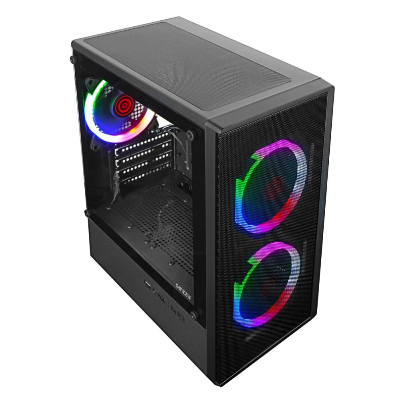 Фото  Корпус Ginzzu CL405 mATX FAN 3*12 FRGB (12RR4) передняя панель Сетка