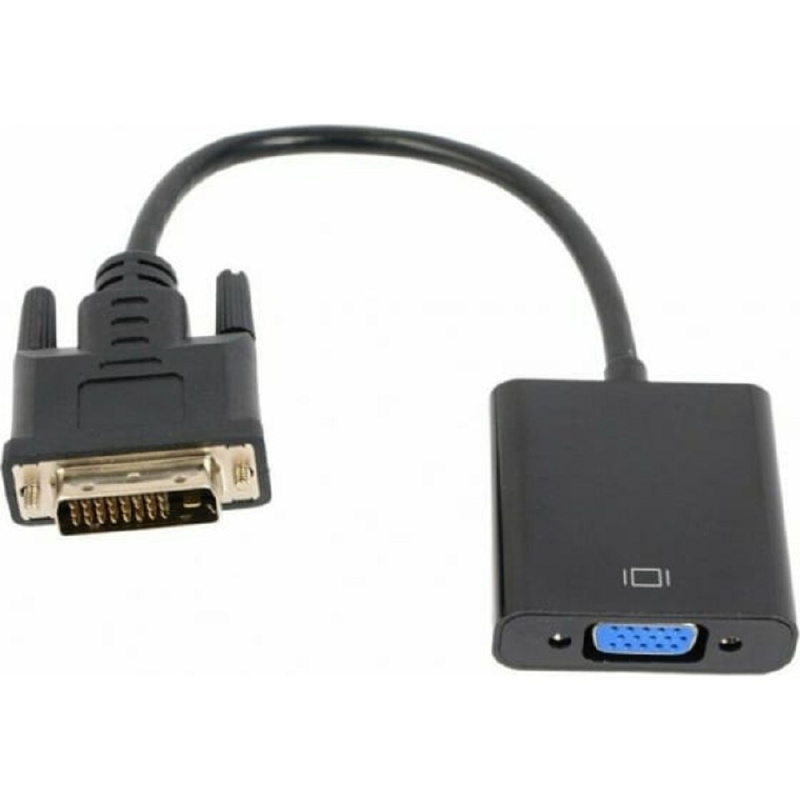 Фото  Cablexpert Переходник DVI-D-VGA Digital , 25M/15F, длина кабеля 0,2м, черный, пакет (A-DVID-VGAF-01)