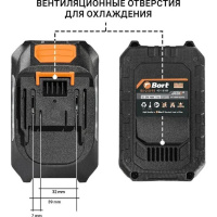 Фото  Bort БАТАРЕЯ АККУМУЛЯТОРНАЯ BA-21U-93 {9 АЧ, ЯЧЕЙКА 3 АЧ, аккум. система Makita 18V LXT} [93418989]