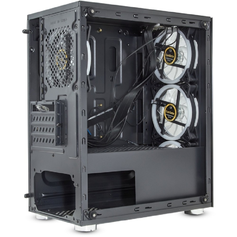 Фото  ExegateEX294382RUS Корпус Minitower ExeGate Mistery X2 (mATX, без БП, 2*USB+1*USB3.0, аудио, черный, 4 вент. 12см с RGB подсветкой, боковая панель - з