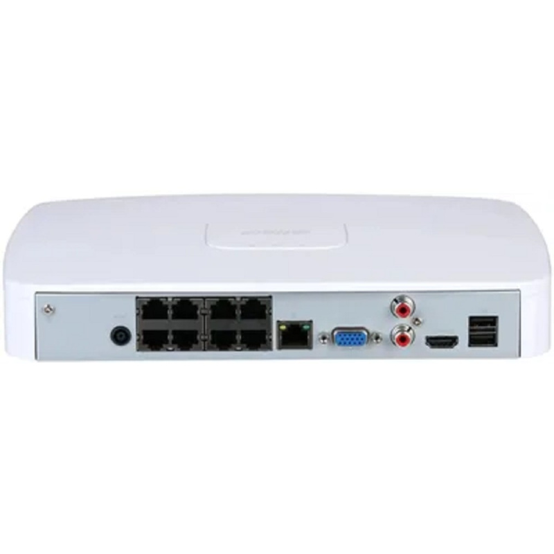 Фото  DAHUA DHI-NVR2108-8P-4KS3 8-канальный IP-видеорегистратор с PoE до 144Мбит/с;  1 SATA III до 20Тбайт; 1 HDMI, 1 VGA;  1 RJ45 1000Мбит/с, 8 RJ45 100Мби