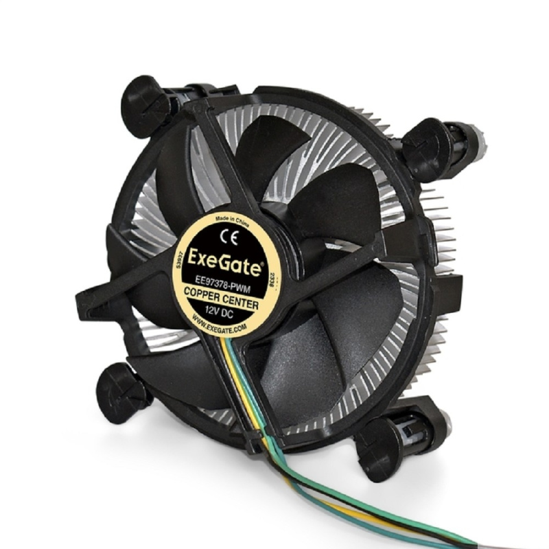 Фото  Exegate EX283277RUS Кулер ExeGate EE97378-PWM, Al + Copper, S1150/1151/1155/1156, TDP 95W, Hydro bearing, 4pin, 23.5db, BOX