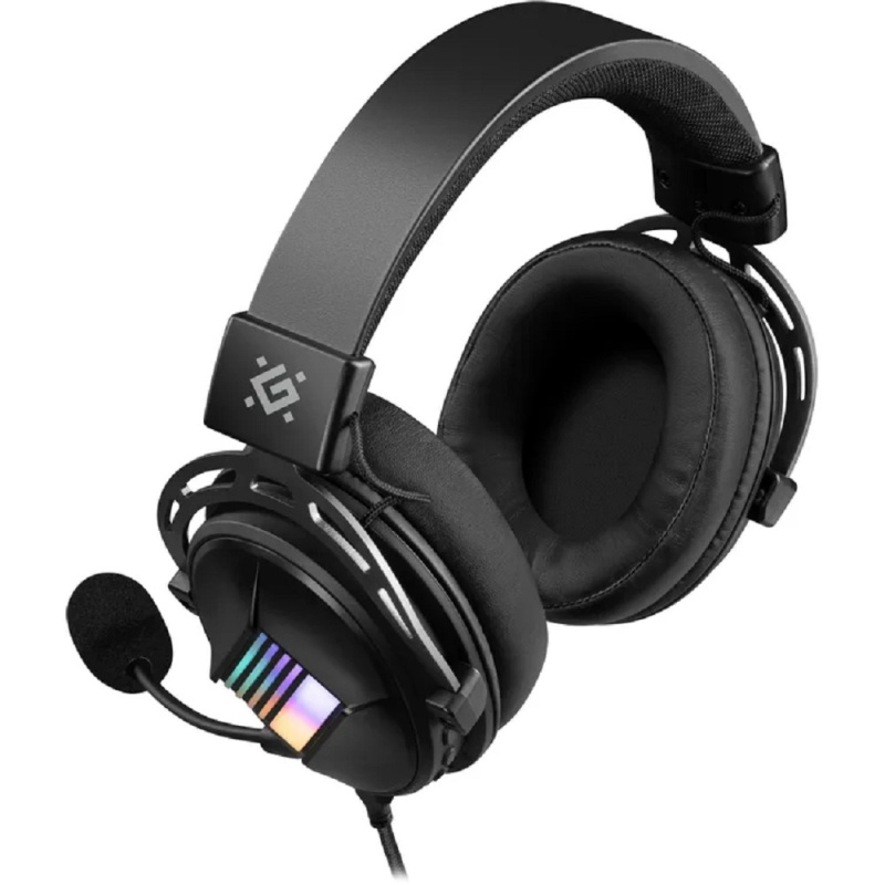 Фото  Defender Игровая гарнитура Flux черный, RGB, провод 2 м [62480]
