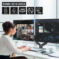 Фото  ExeGate EDM2-3210-03GS (газовая пружина, VESA 75x75, 100x100 мм, макс.нагрузка 2х10 кг, наклон -90°/+90°, поворот-90°/+90°, вращение 360°, 2 способа к