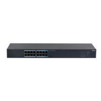 Фото  DAHUA DH-SG1016 16-портовый гигабитный неуправляемый коммутатор, 16xRJ45 1Gb, коммутация 32 Гбит/с, MAC-таблица 8К, металл