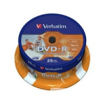 Verbatim  Диск DVD-R  4 7Gb 16x Cake Box Printable (25шт) (43538)