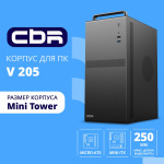 CBR Корпус mATX Minitower V205  без БП  1*USB 3.0  1*USB 2.0  HD Audio+Mic  ручка  каркас металл 1.8