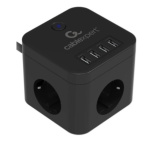 Cablexpert Сетевой фильтр Cube CUBE-3-U4-B-1.5 (3р  10А  4 х USB  1.5м  ур.защиты 4+) черный  коробк