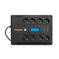 Exegate EX295013RUS ИБП ExeGate NEO Smart LHB-650.LCD.AVR.8SH.CH.RJ.USB <650VA/390W, LCD, AVR, 8*Schuko, RJ45/11, USB, 4*USB-порта для зарядки, Black>