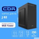 CBR Корпус ATX Miditower J02  без БП  1*USB 3.0  2*USB 2.0  HD Audio+Mic Black [PCC-ATX-J02-WPSU]