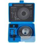 ЗУБР Набор "ЭКСПЕРТ" Коронки по дереву 19-64мм  державка 19-30мм  державка с опорн. основан.  ключ и