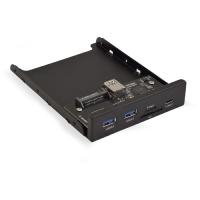 Exegate EX283578RUS Планка USB на переднюю панель ExeGate U3H-621, 3,5", 2*USB3.0+1*TypeC+1*SD+TF card, черная, металл, подсоединение к мат. плате