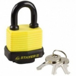 STAYER Замок "MASTER" навесной  всепогодный  пластиковая защита корпуса  с закаленной дужкой на карт