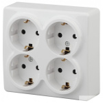 Эра Б0020709 11-2211-01 Розетка 4 х 2P+E Schuko со шторками  16АХ-250В  ОУ  Эра Эксперт  белый