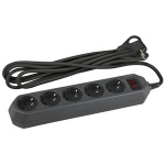 Эра Б0019737 Сетевой фильтр USF-5es-5m-B (черный) с заземл  3x0 75мм2  с выкл  5гн  5м {защита от ко