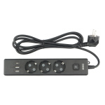 PowerCube Бытовой удлинитель (PC-6B-2M) 3р с з вык. 3USB  3500 Вт  16А  1.9 м  3*1 0 (черный) {22310