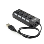 Gembird Разветвитель USB2.0  4xUSB  блок питания 2А  подсветка и выкл  кабель USB 55см  черный (UHB-
