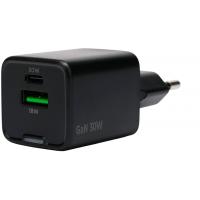 Cablexpert зарядное устройство 30Вт GaN, 3А, QC4.0/PD, 1xUSB, 1xType-C, черный, пакет (MP3A-PC-64)