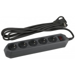 Эра Б0019034 Сетевой фильтр USF-5es-3m-B (черный) с заземл  3x0 75мм2  с выкл  5гн  3м {защита от ко