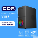 CBR Корпус mATX Minitower V867  без БП  1*USB 3.0  2*USB 2.0  HD Audio+Mic  Rainbow Fan  Black [PCC-