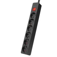 Filum Сетевой фильтр FL-SP6-3.0M-16, 4000 Вт., 6 розеток, защитные шторки, шнур 3.0 м., черный {00-01099765}