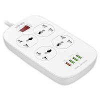 Perfeo LD_B4435  LDNIO SC4407Q/ Сетевой фильтр 2м/ 4  розетки EU_UK_US/ 2500W/ 4 USB+QC 3.0/  Выкл. на розетки/ White