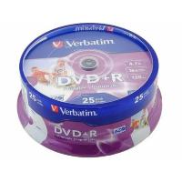 Verbatim Диски DVD+R  4.7Gb 16х, 25 шт, Cake Box (43500)