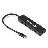 Exegate EX298169RUS USB-Хаб (концентратор) 4-в-1 ExeGate DUB-2C2P/10G (кабель-адаптер USB 3.2 Gen2 Type C --> 2xUSB3.2 Gen2 Type-A (10G)/2xUSB3.2 Gen2