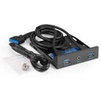 Exegate EX298351RUS Планка USB на переднюю панель ExeGate U3H-627S, 3,5", 2*USB3.0+HD Audio Combo, черная, металл, подсоед. к MB