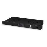 Cabeus JG02-BK Модуль вентиляторный 19", глубина 170 mm, 2 вентилятора, с цифровым термодатчиком, цвет черный (RAL 9004)