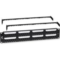 Cabeus PL2-48-Cat.5e-Dual IDC Патч-панель 19" (2U), 48 портов RJ-45, категория 5e, Dual IDC, с задним кабельным организатором