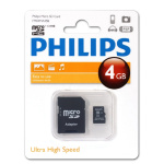 Micro SecureDigital 4GB Philips microSDHC Class 10 (SD адаптер)