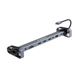 Gembird Док-станция Type-C 10 в 1:3xUSB3.1  PD87W  Jack  SD TF  HDMI  RJ45  Type-C  кабель14см (UHB-
